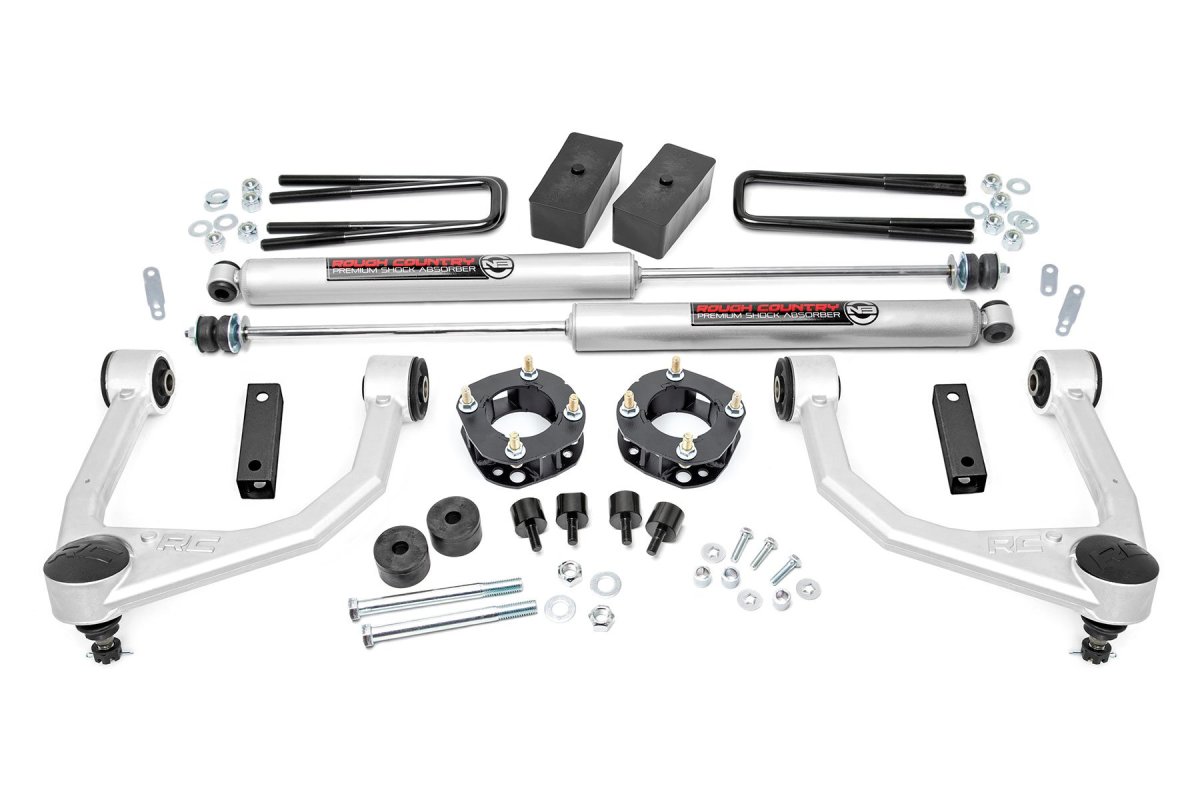 Toyota Tundra Suspension Lift Kit - Front + Rear - Rough Country - 3.5 Inch Lift Kit + N3 Nitrogen-charged shocks - '07-'21